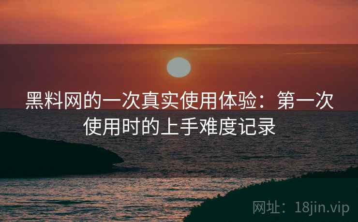 黑料网的一次真实使用体验：第一次使用时的上手难度记录