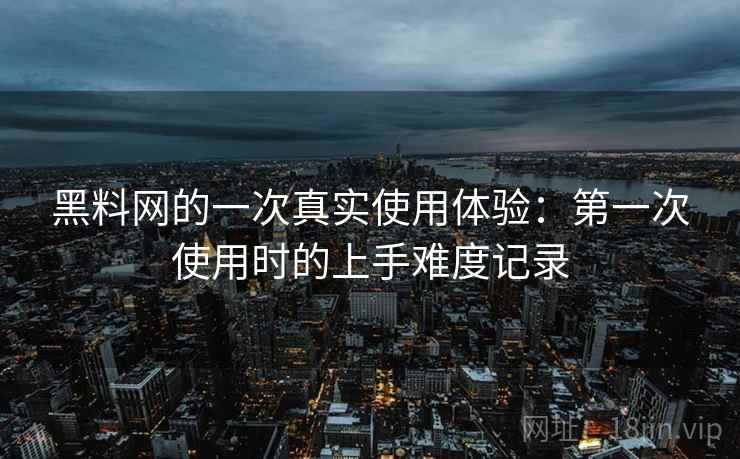 黑料网的一次真实使用体验：第一次使用时的上手难度记录